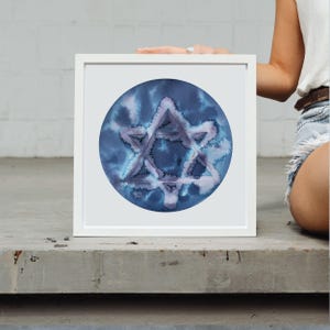Magen David Jewish Painting, Star Of David Modern Jewish Art, Israeli Art Judaica Painting, Jewish Star Art From Israel, Judaica Wall Art