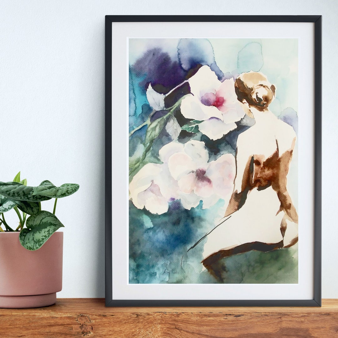 Original Watercolor Nude Painting, Sensual Wall Art, Original Nude ...