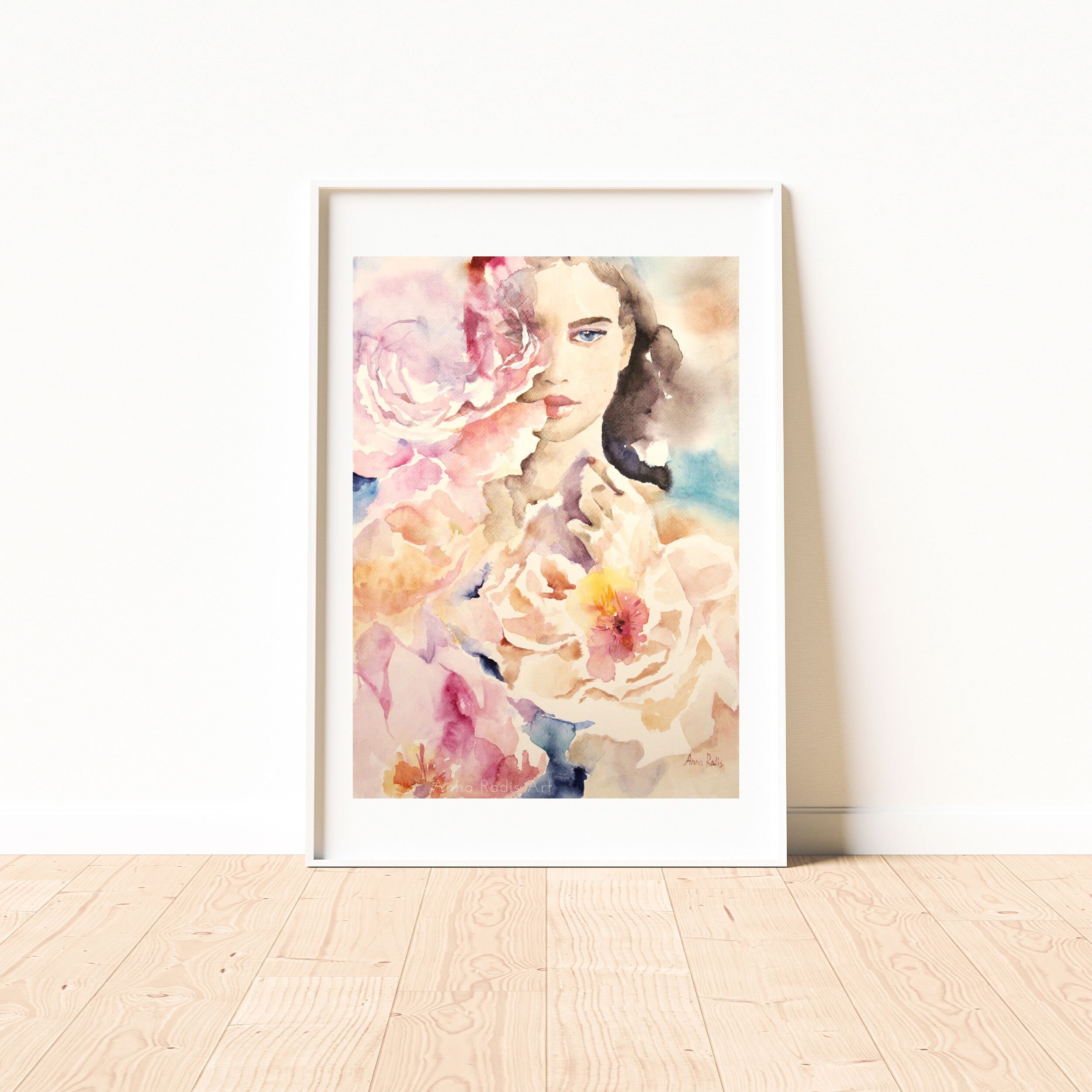 Maya Lasker 水彩画 女性肖像画 portrait-beautiful-young-woman