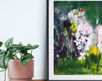 Impressionism Art Abstract Floral Painting, Fine Art Print Meadow Painting, Wildflowers Painting Greenery Painting Floral Abstract