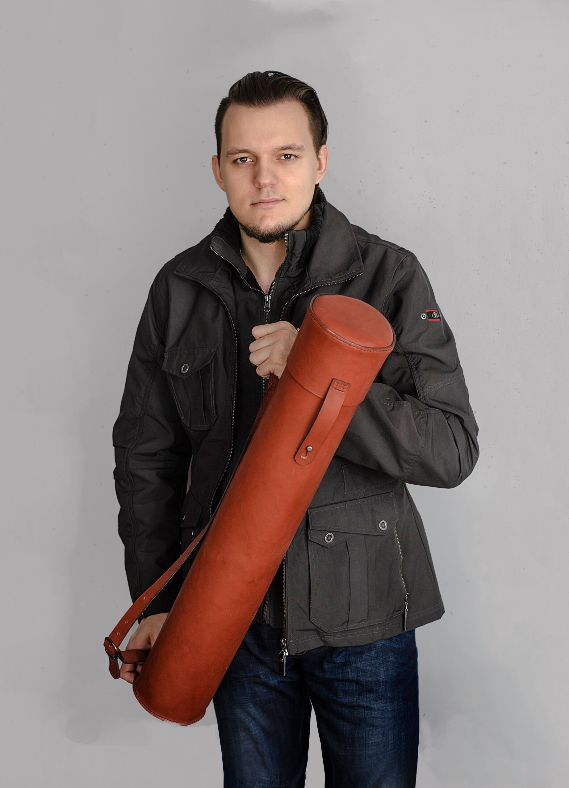 Map tube case leather document tube holder 275/5.3 in Etsy