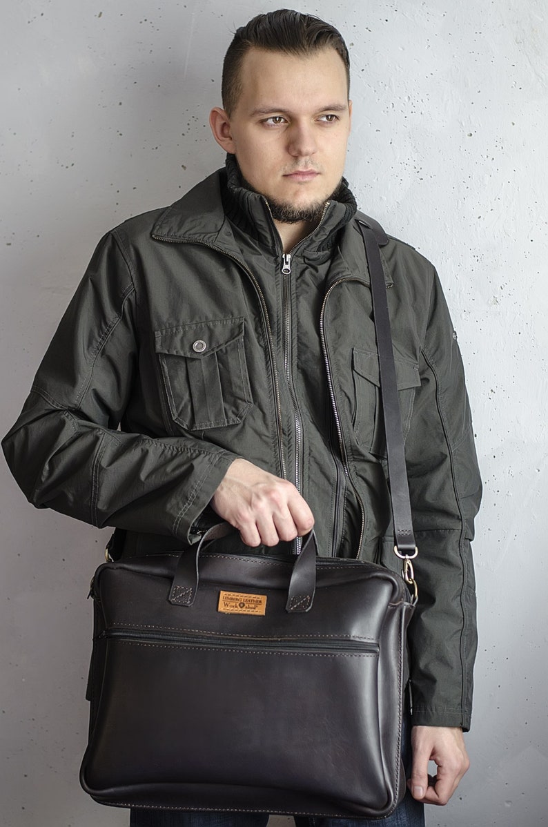 Leather Briefcase,Man leather bag 15.6 Laptop Leather Messenger Bag Classy Bag Handmade Cross-body Bag Satchel Rustic Briefcase