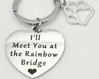 Rainbow bridge keyring, rainbow bridge keychain,  pet memory keyring, pet memorial keyring, pet loss, rainbow bridge pet loss