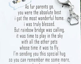 Rainbow Bridge Paw Charm, Pet Memorial Keyring, Sympathy Gift for Loss of Dog or Cat, Rainbow bridge memorial.