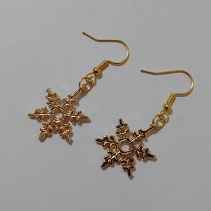 Gold Xmas earrings, large snowflake earrings, Xmas earrings, snowflake, secret santa gift, Xmas present, Xmas party earrings, Christmas gift