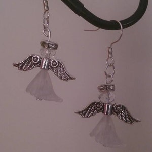 Guardian angel earrings, pretty white guardian angel, silver guardian angel earrings, guardian angel gift, someone special gift.