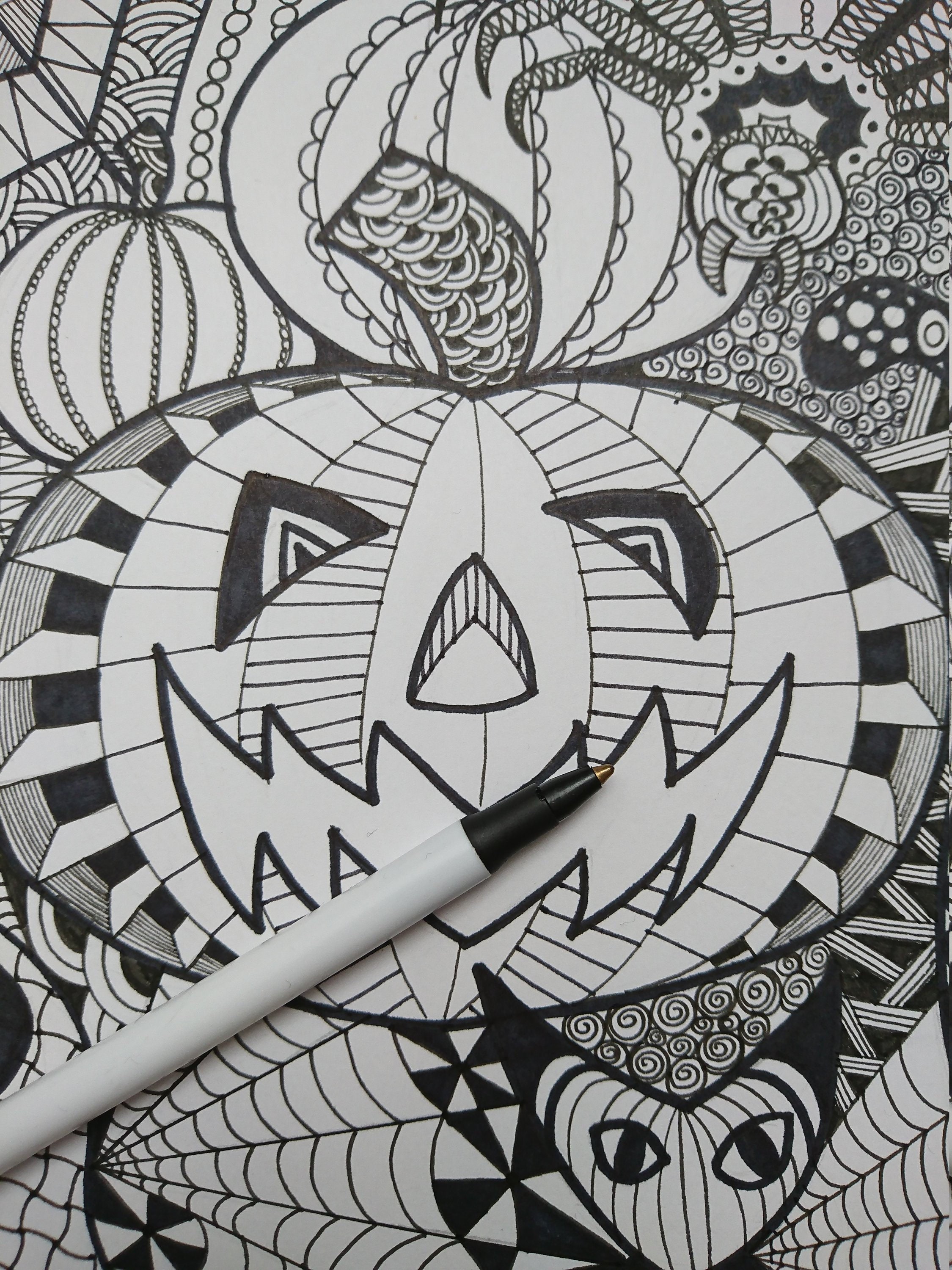 Halloween Zentangle Colouring Page - Etsy