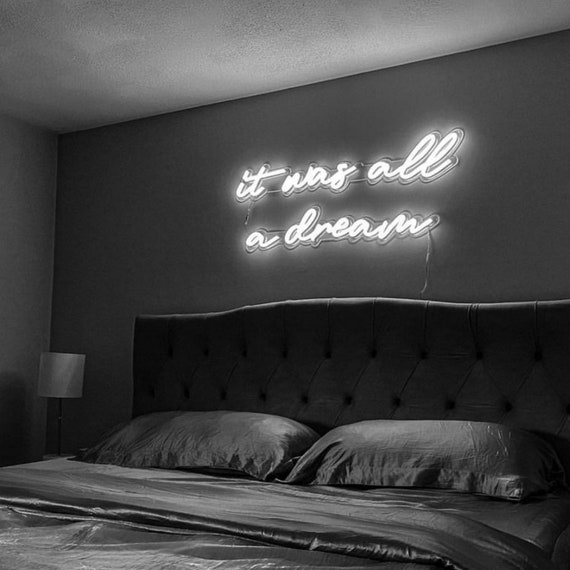 New It Was All A Dream White Bedroom Gift Poster Acrylic Neon Light Sign 14" 