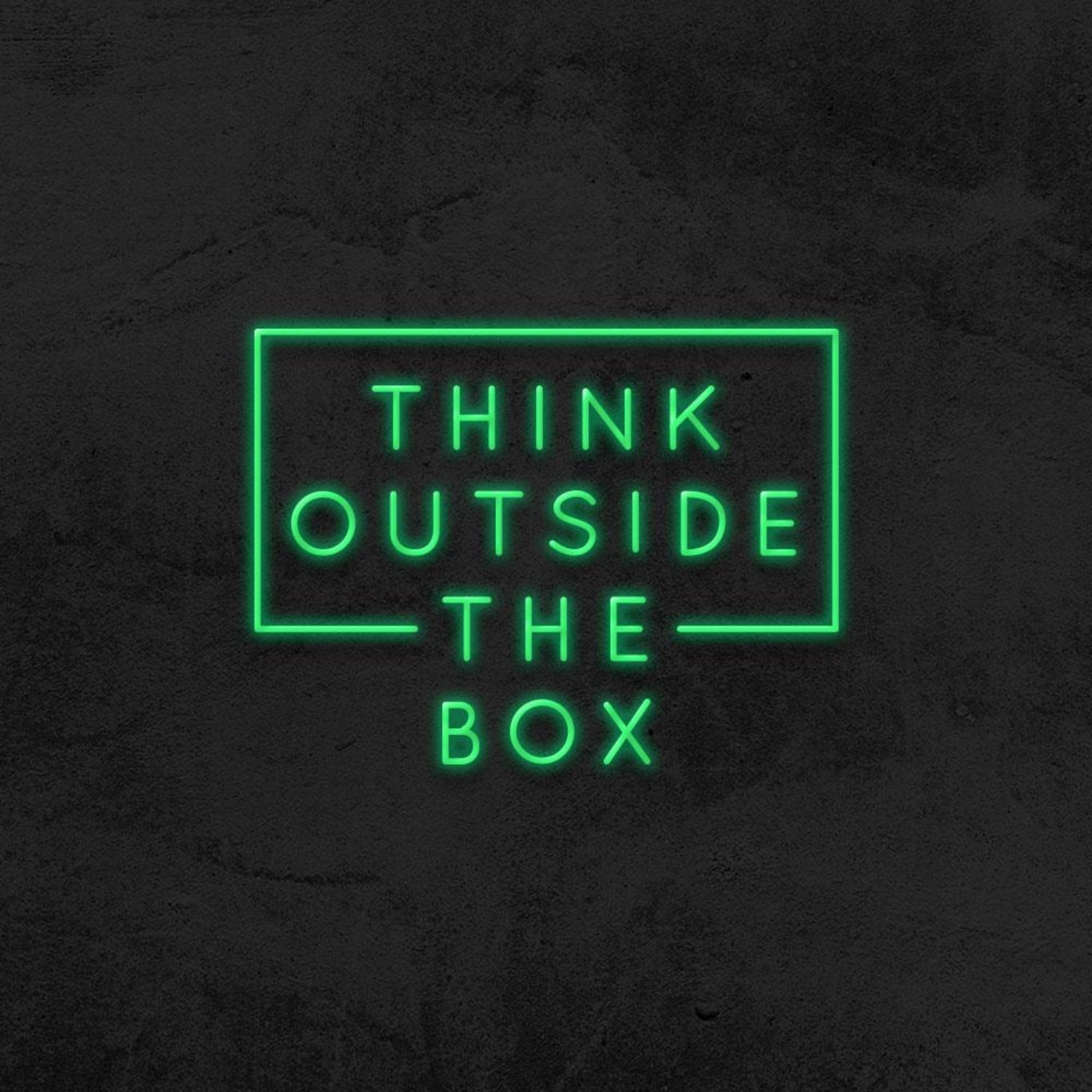 Think Box Blue Sign Think Outside the Box Neon Sign | Office Wall Art, Office Wall Decor ...