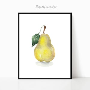 Pear Art Print, Watercolor Print, Pear Painting, Still life Print, Wall Art, Kitchen Print, Pear Art Decor, Fruit Print, Kitchen Wall Decor