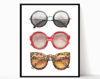 Sunglasses Art, Glasses Print, Fashion illustration, Fashion Art Print, Summer Print, Summer Poster, Sunglasses Illustration, Beach Print