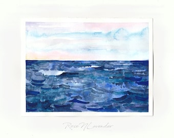 Seascape Painting, Original Watercolor, Watercolor Painting, Sea Artwork, Seackape Watercolor, Seascape wall art
