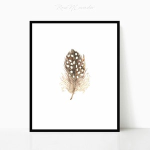 Feather Art Print Watercolor Feather Wall Art Print Feather Wall Decor Brown Feather Artwork Feather Painting Feather Drawing