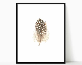 Feather Art Print Watercolor Feather Wall Art Print Feather Wall Decor Brown Feather Artwork Feather Painting Feather Drawing