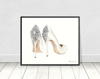 Shoes Print Fashon Wall Art Wedding Shoes Art Watercolor Illustration High Heels Printable Art Shoe Illustration Digital Item