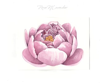 Aquarell Rosa Pfingstrose, Original Kunstwerk, Original Aquarell, Blumen Malerei, Blumen Aquarell, Pfingstrose Malerei, Blumen Kunst, kleines Gemälde