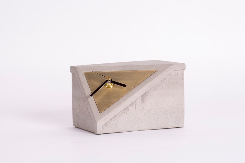 Concrete And Brass Clock Desk Contemporary Image 0