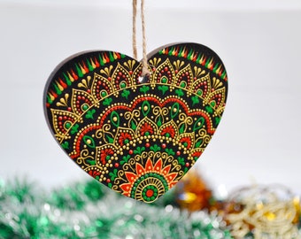 Birdhouse ornament Wood dot painted decor Christmas hanging ornament Dotted decoration Easter bauble ornaments handmade Housewarming gift