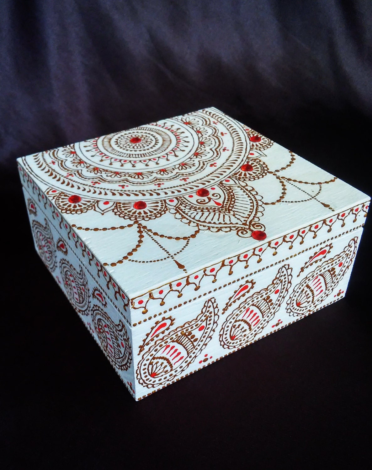 Personalized henna art jewelry box Wedding gift box Hand Etsy