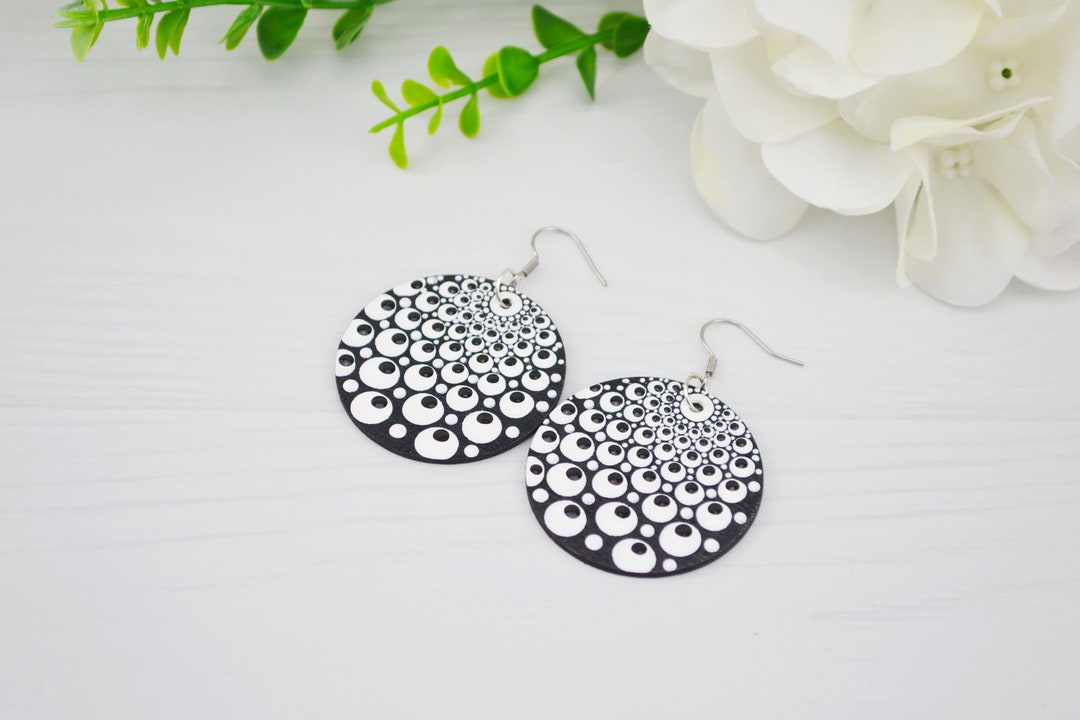 Statement Ohrringe Rund - Geometrische Ohrstecker 30mm Handgemacht