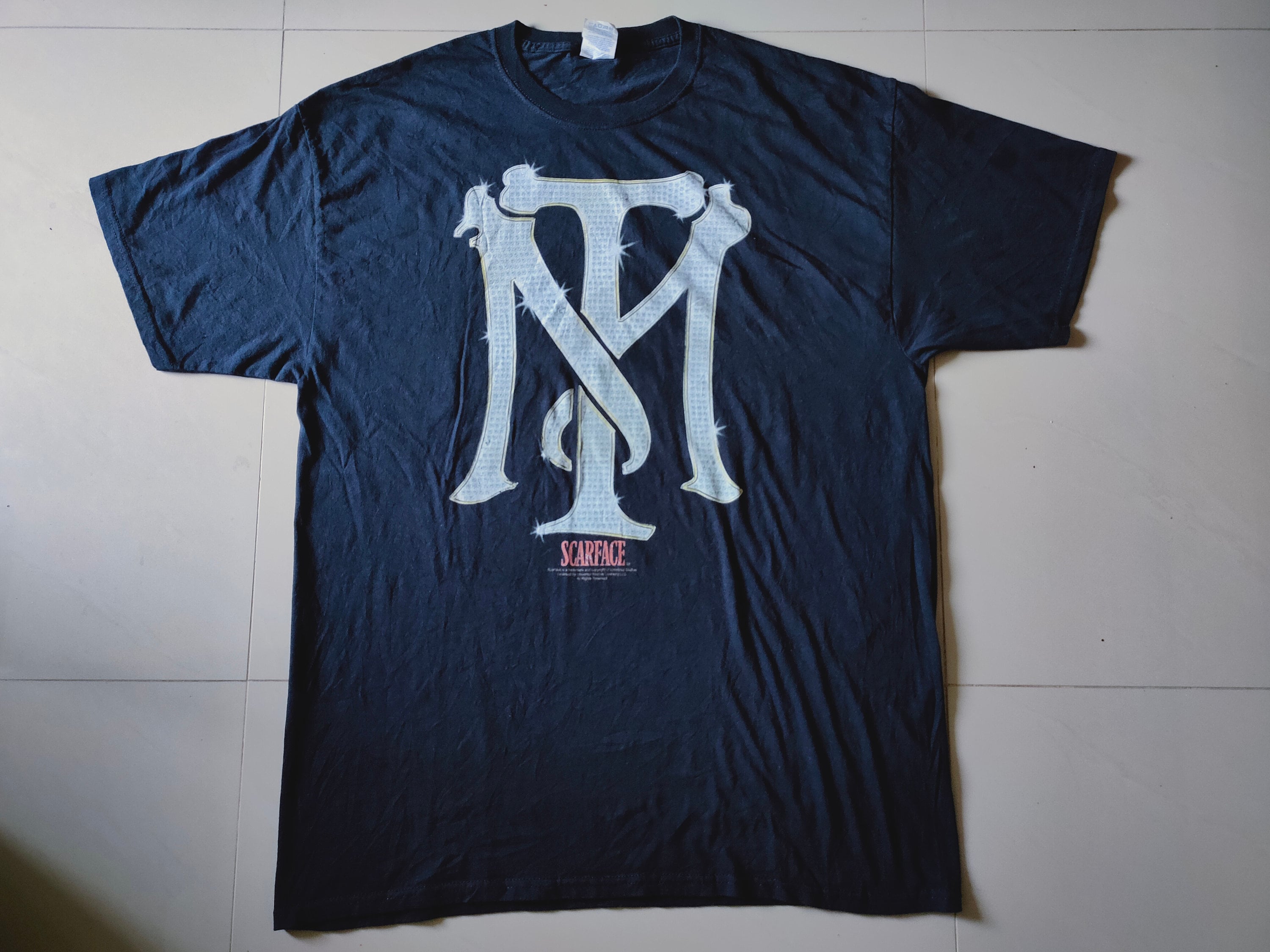 SCARFACE TONY MONTANA Logo Vtg Black T-shirt Cult Movie Tees SCARFACE TONY MONTANA Logo Vtg Black T-shirt Cult Movie Tees