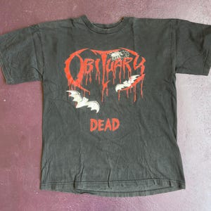 OBITUARY - DEAD 1993 vintage black t-shirt Blue Grape Merch