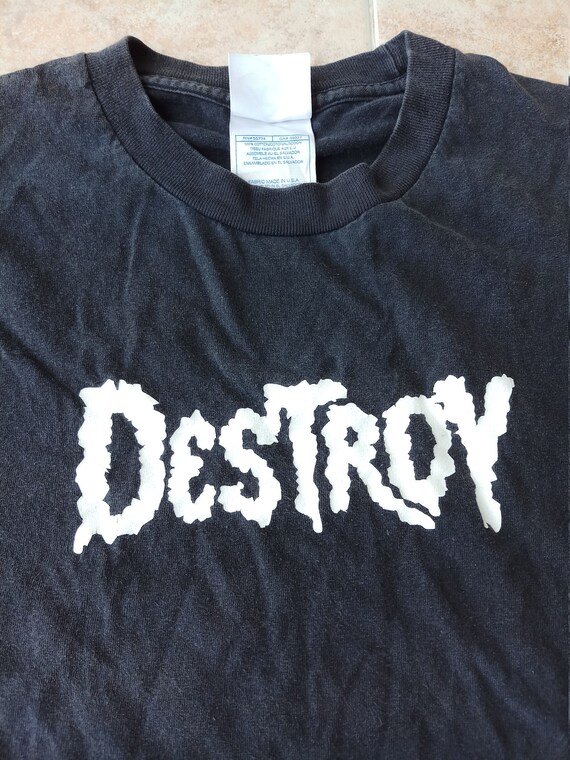 DESTROY vtg black t-shirt sex pistols punk 77 hard