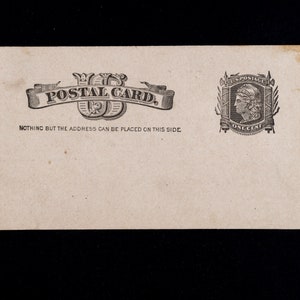 UX7 unbenutzt, 1880 vorgedruckte Werbung auf der Rückseite der Postkarte
