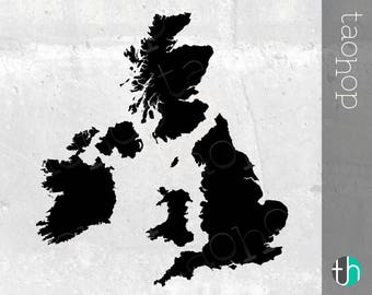 Royaume-Uni et l’Irlande SVG, PNG, Bundle - Angleterre, Ecosse, pays de Galles, Irlande - United Kingdom Silhouette, détail élevé et lissées Versions.