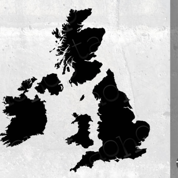 UK and Ireland SVG, PNG, Bundle - England, Scotland, Wales, Ireland - United Kingdom Silhouette, High Detail and Smoothed Versions.