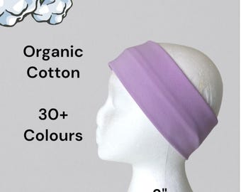 Organic Cotton headband|3" wide Jersey headband|Stretchy cotton band|Women's headband|Mens headband|Yoga band|Sports headband|Plain headband