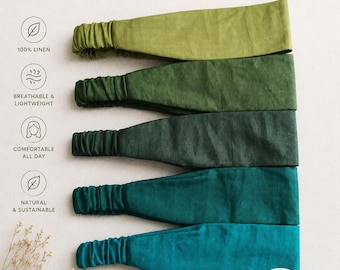 100% Linen Headband with Elastic Band/ 15+ colours/3 sizes