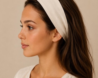 Organic Cotton headband with elastic band|Stretchy Jersey hairband|Large Yoga sports band|Plain hairband