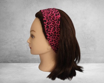 Leopard print headband|Headband with tie knot bow|Headband with elastic back|Animal print hairband|Tie knot bow with elastic bobble|Handmade