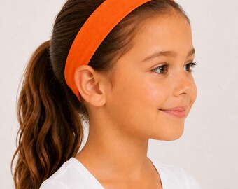 Kids Organic cotton headband|2" wide Stretchy Sports Yoga band|Thin plain colour hairband