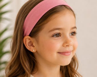 Kids Organic cotton headband|2" wide Stretchy Sports Yoga band|Thin plain colour hairband