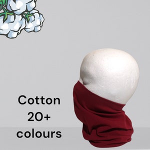 Cotton snood|Neck warmer|Reversible|Plus size scarf|Jersey gaiter|Womens snood|Mens snood|Neck protector|Organic cotton scarf|Eco-friendly