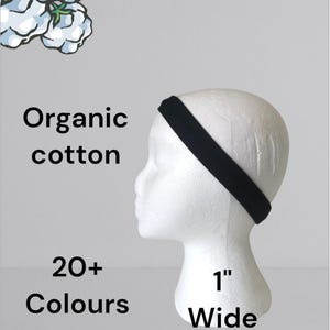 Narrow Organic Cotton Jersey Headband: Stretchy Yoga Sports Band