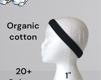 Narrow Organic Cotton Jersey Headband: Stretchy Yoga Sports Band