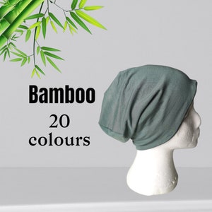 Bamboo beanie hatSoft silky feel jersey hatSummer beanieChemo headwearLarge beanie hatHandmadeSleeping hatMens beanieEco friendly image 1