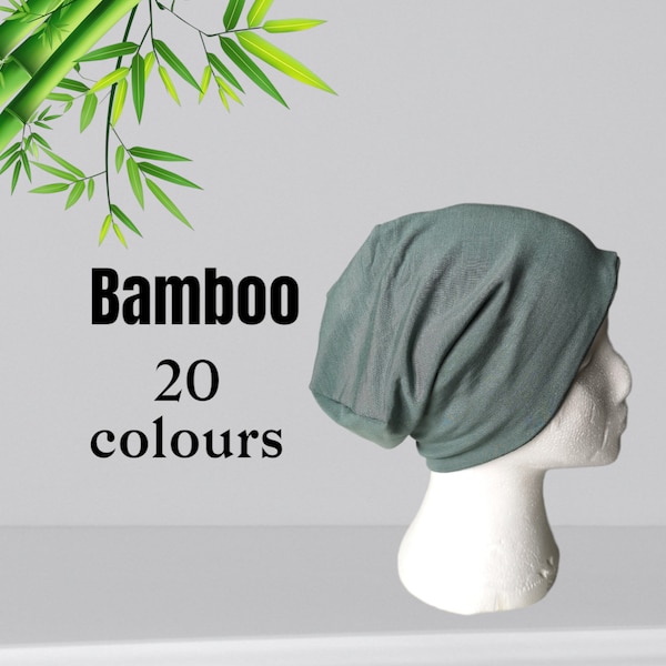 Sombrero de gorro de bambú/Sombrero de jersey de sensación suave y sedosa/Gorro de verano/Sombrero de quimioterapia/Sombrero de gorro grande/Hecho a mano/Sombrero para dormir/Gorro para hombre/Ecológico