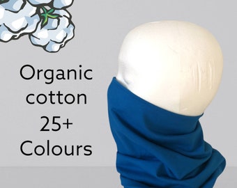 Neck warmer snood|Organic cotton neck tube|GOTS|25 colours|Women's snood|Mens snood|Plain colour snood|Neck gaiter|Cotton scarf|Handmade|