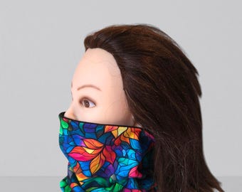 Frosted Glass Flower Print snood|Handmade Organic cotton jersey scarf