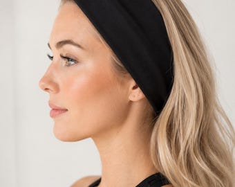 Plain Jersey headband|Organic stretchy cotton headband|3" wide/Yoga Sports extra wide headband