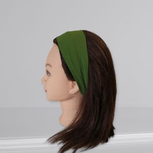 Jersey headband with elastic band|Organic cotton headband|2.5" wide headband|Yoga band|Sports headset|Plain colour hairband|Extra long band image 2