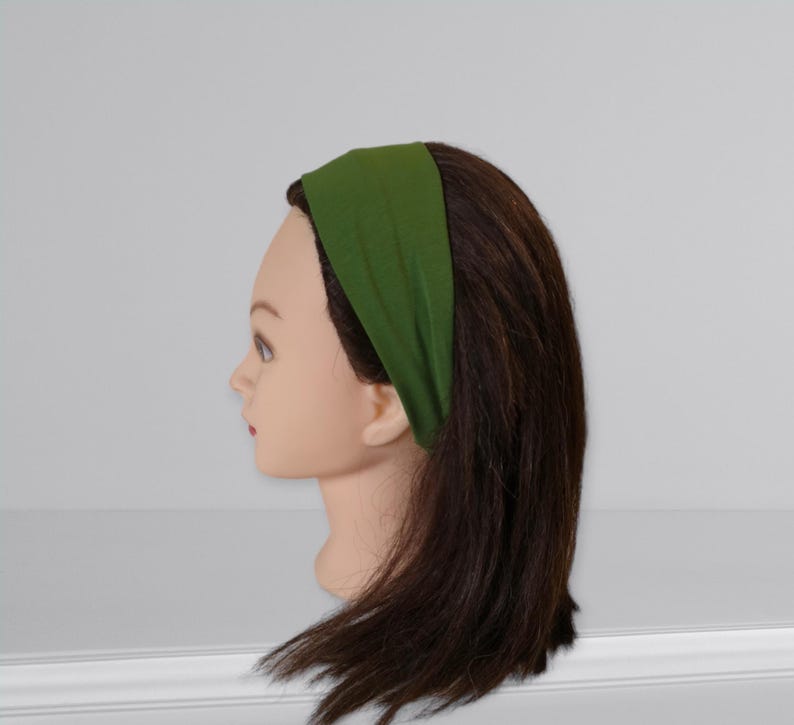 Jersey headband with elastic band|Organic cotton headband|2.5" wide headband|Yoga band|Sports headset|Plain colour hairband|Extra long band image 2