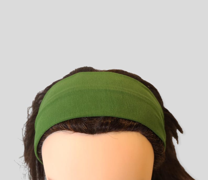 Jersey headband with elastic band|Organic cotton headband|2.5" wide headband|Yoga band|Sports headset|Plain colour hairband|Extra long band image 3