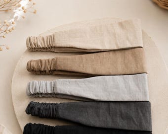 100% Linen Headband with Elastic Band/ 15+ colours/3 sizes