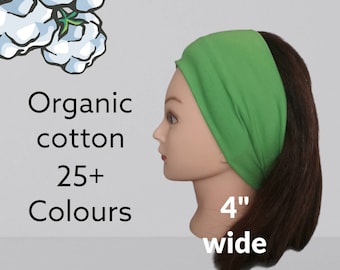 Jersey headband|Organic cotton headband|GOTS|25 colours|Sports headband|Yoga band|4" headband| Extra wide dreadband|Chemo band|Mens hairband