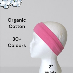 Jersey headband|Organic cotton headband|2" wide Stretchy headband|Sports headband|Yoga band|Mens hairband|Thin headband|plain solid colour